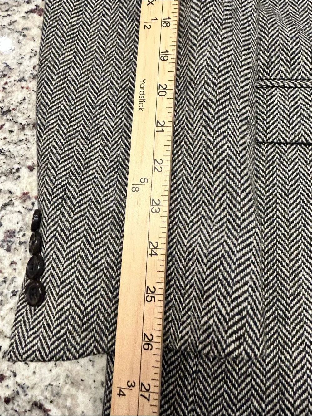 Lauren Ralph Lauren Men’s Black Gray Tweed Wool Herringbone Blazer 48L Business